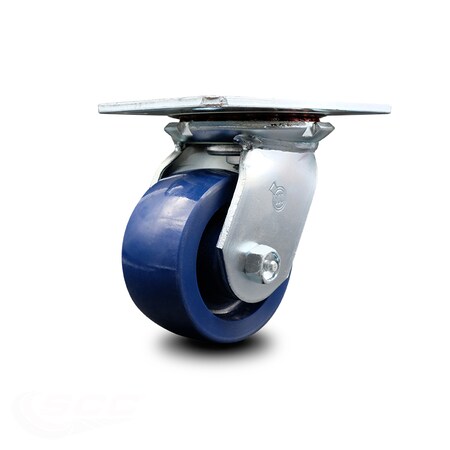 Service Caster 4 Inch Heavy Duty Top Plate Solid Poly Swivel Caster with Roller Bearing SCC SCC-35S420-SPUR